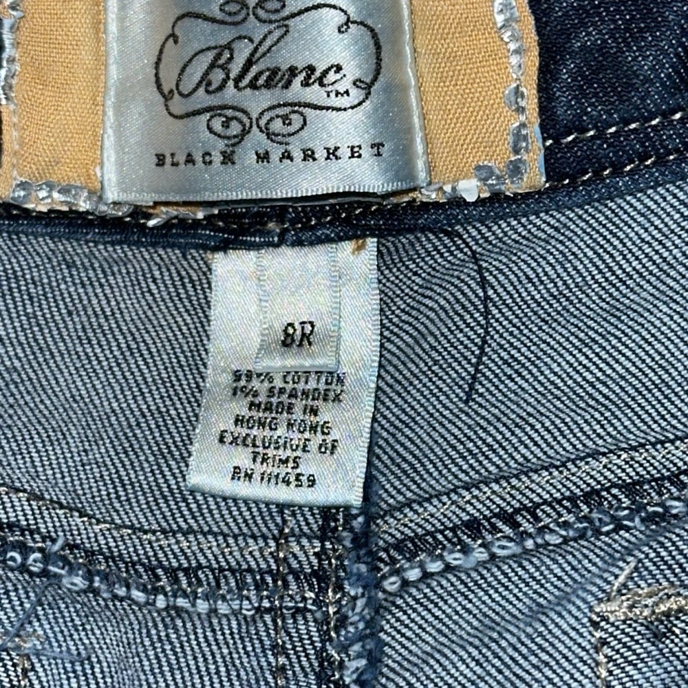 White House Black Market Blanc Dark Blue Denim WideLeg size 8r - Picture 10 of 14